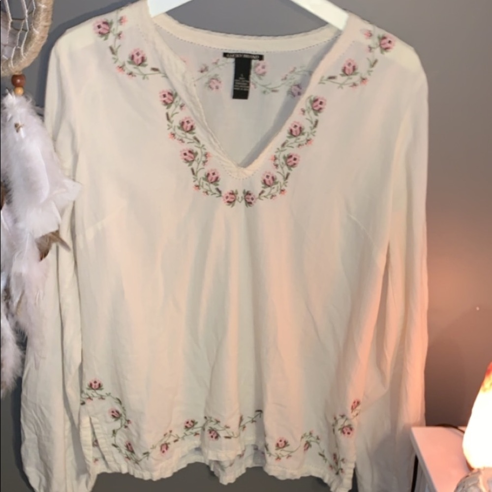 Bella Swan Lucky Brand Rose Embroidered Top/Tunic